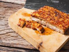 Braised pork belly, apple cider sauce