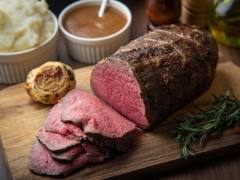 Marinated rump roast, port jus