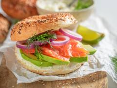 Smoked salmon mini bagels